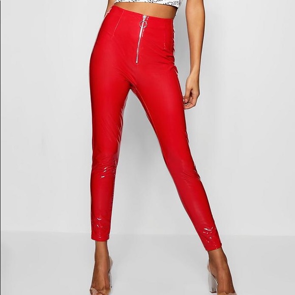 high waisted pvc pants